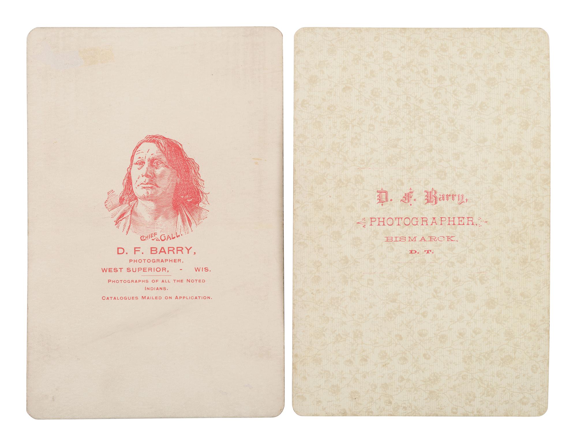 BARRY, David F. (1854-1934), photographer. Two cabinet cards of Old Crow, possible bodyguard to Sitting Bull.