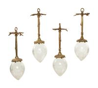 A Set of Four Gilt Bronze and Cut Glass Pendant Lights