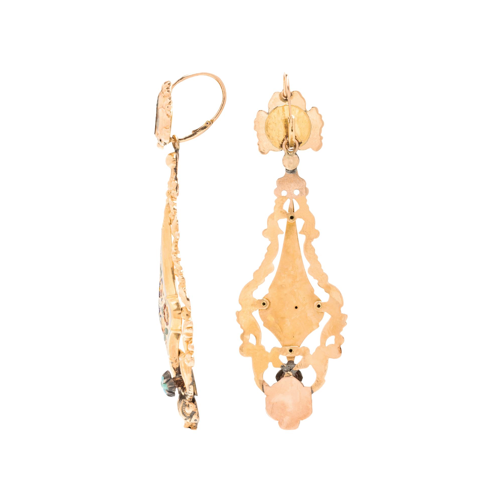 Yellow Gold and Enamel Earrings