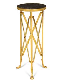 A French Campaign Style Gilt Bronze Marble-Top Side Table