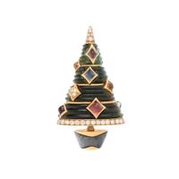 BULGARI, CARVED TOURMALINE, MULTIGEM, AND DIAMOND CHRISTMAS TREE BROOCH