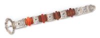 An Antique Silver and Carnelian Buckle Motif Bracelet, 20.30 dwts.