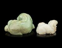 Two Chinese Jade 'Three Rams' Figural Groups