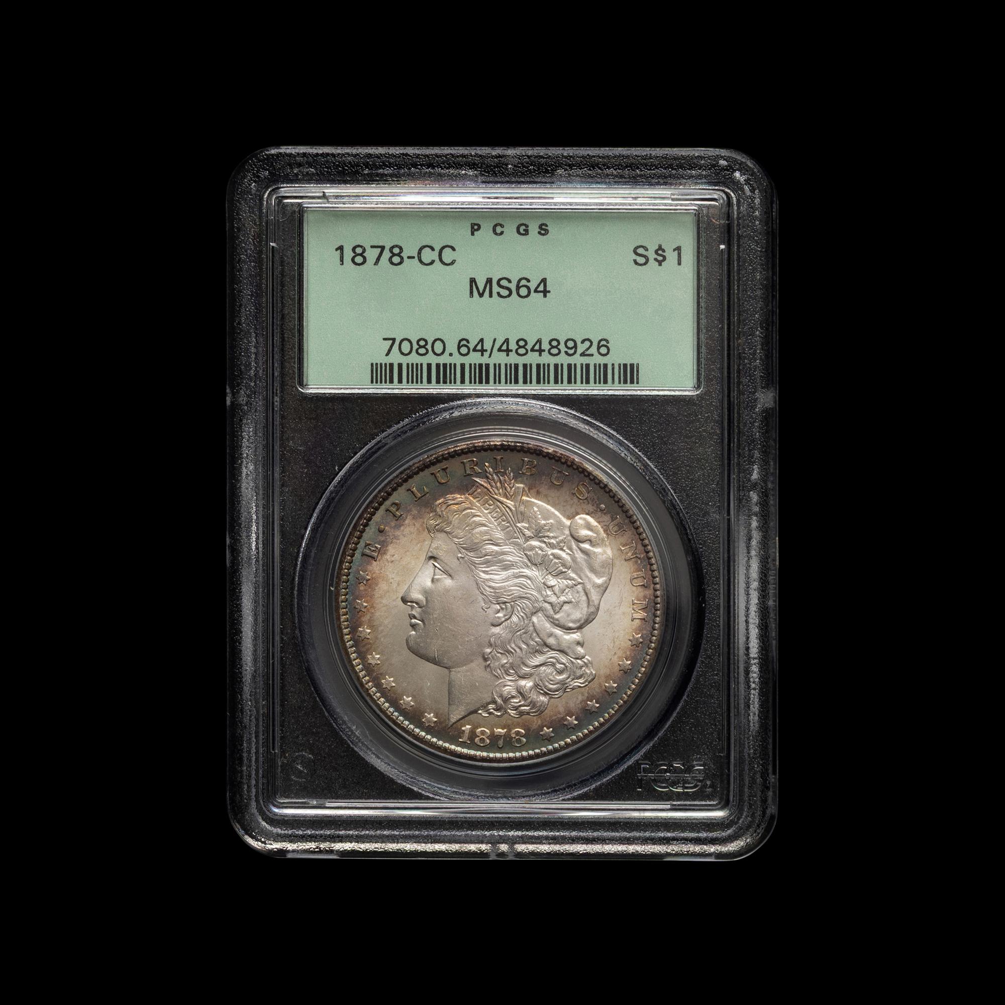 An 1878-CC Morgan $1 Coin (PCGS MS64)