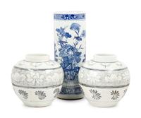 Three Chinese Blue and White Porcelain Wares