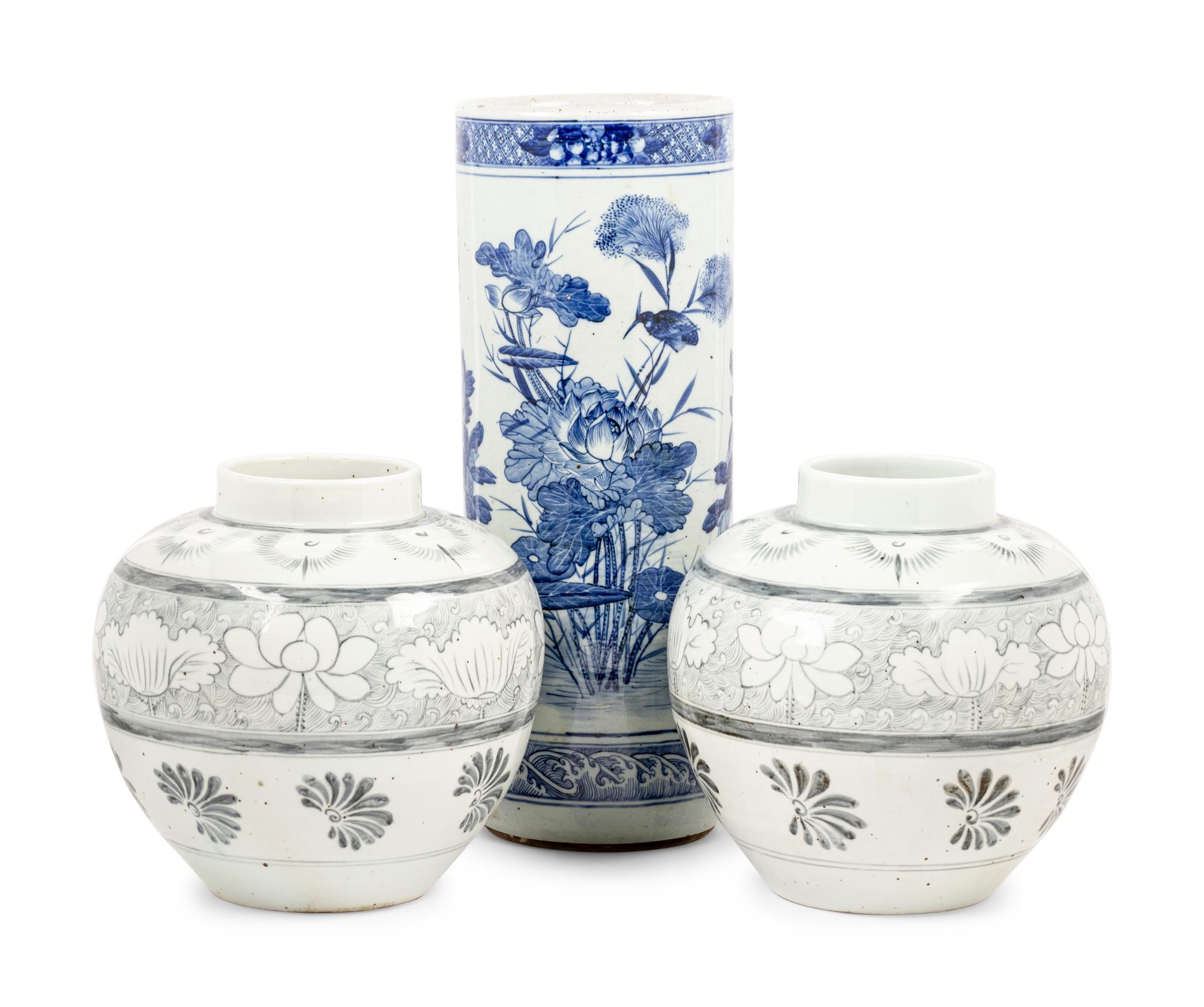 Three Chinese Blue and White Porcelain Wares