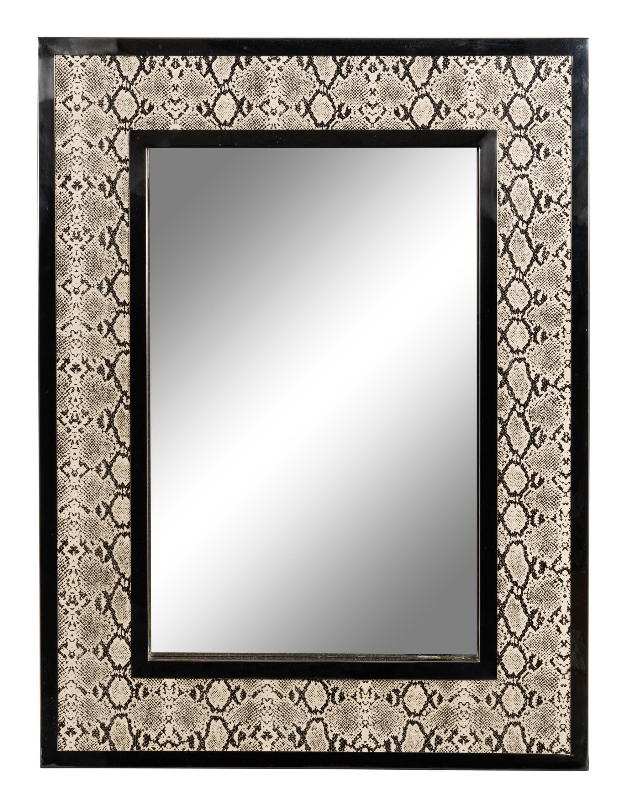 A Silvered Metal and Faux Python Mirror