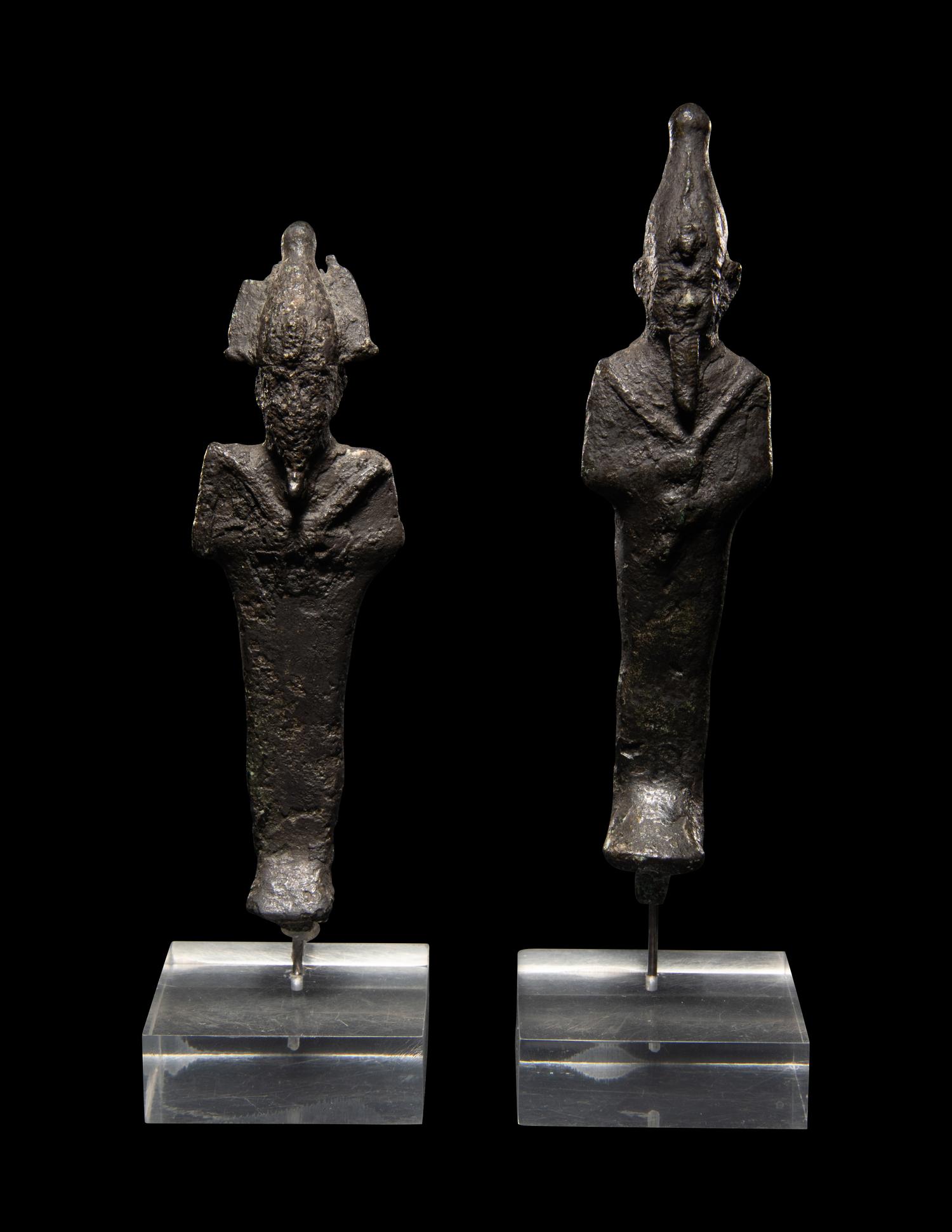 Two Egyptian Bronze Figures of Osiris