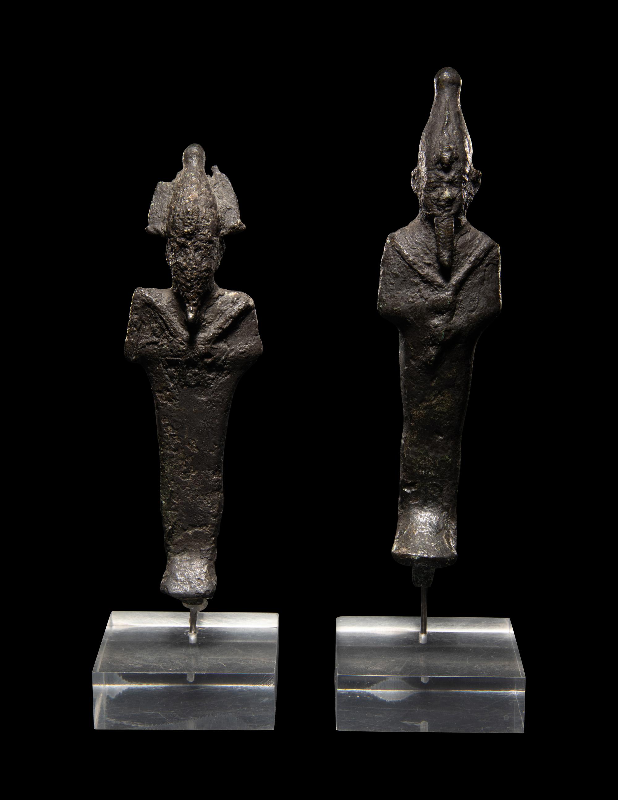 Two Egyptian Bronze Figures of Osiris