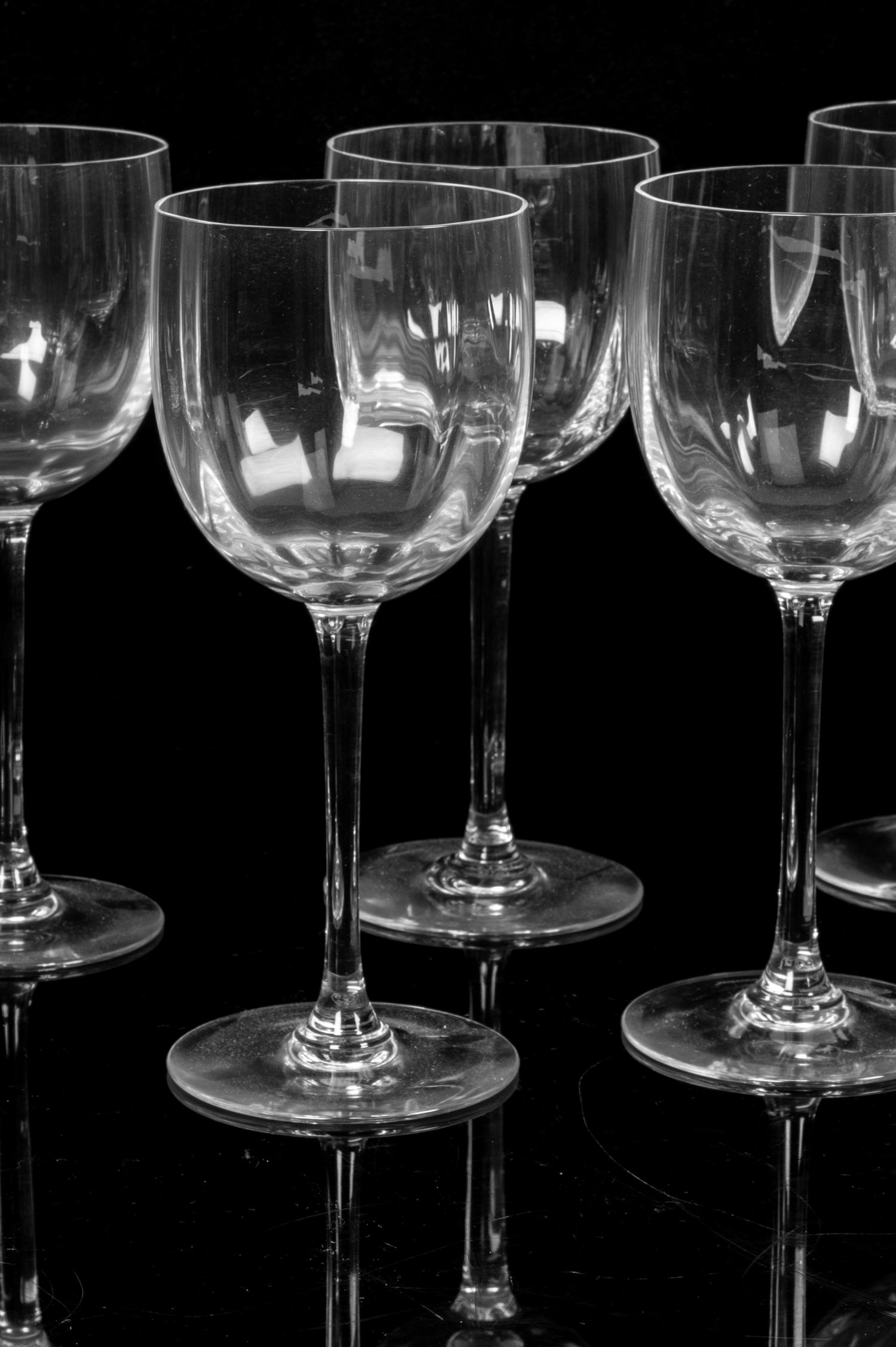 A Set of Eight Baccarat Wine Glasses