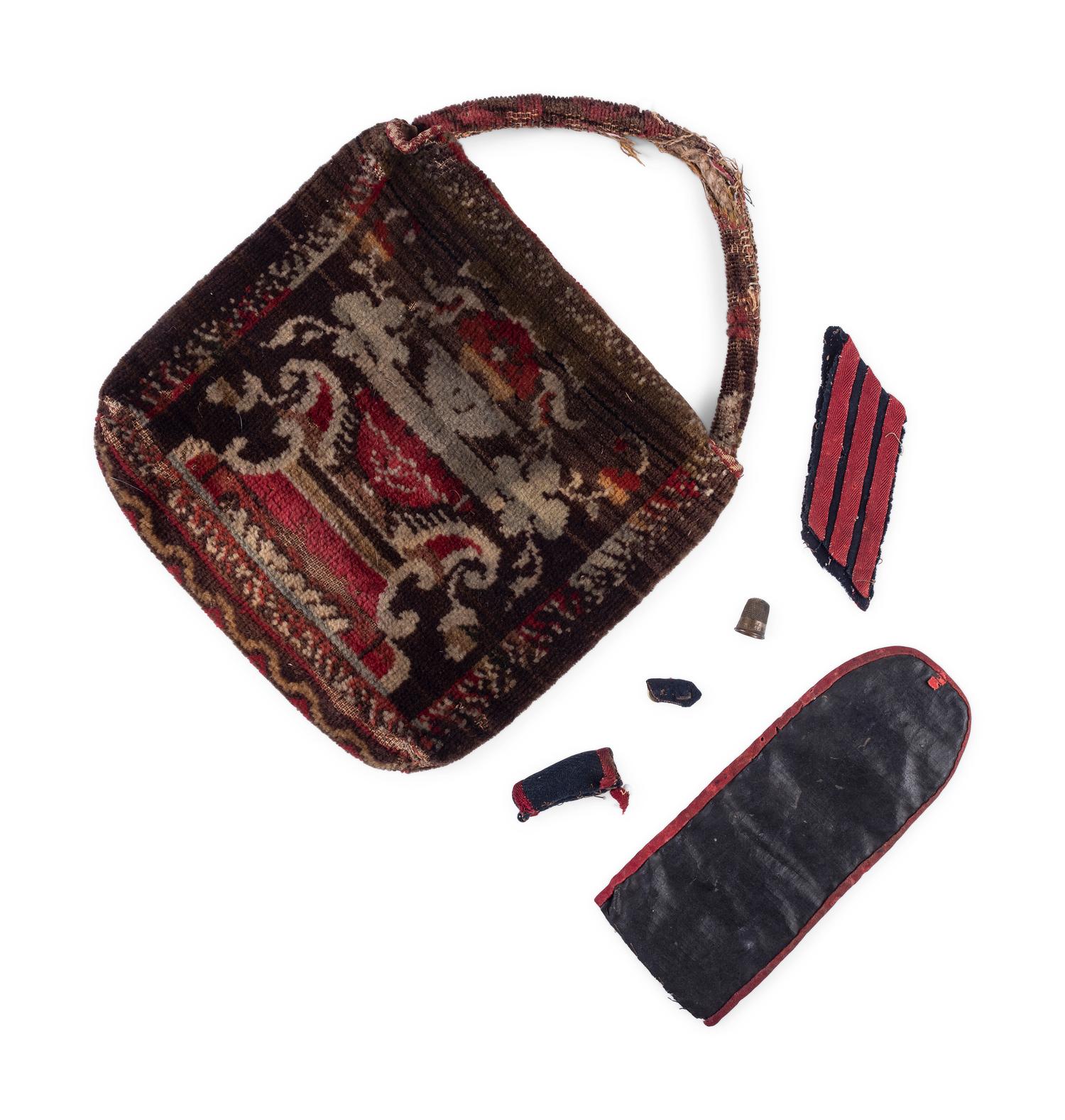 [CIVIL WAR]. Carpet bag containing artilleryman's personal effects.