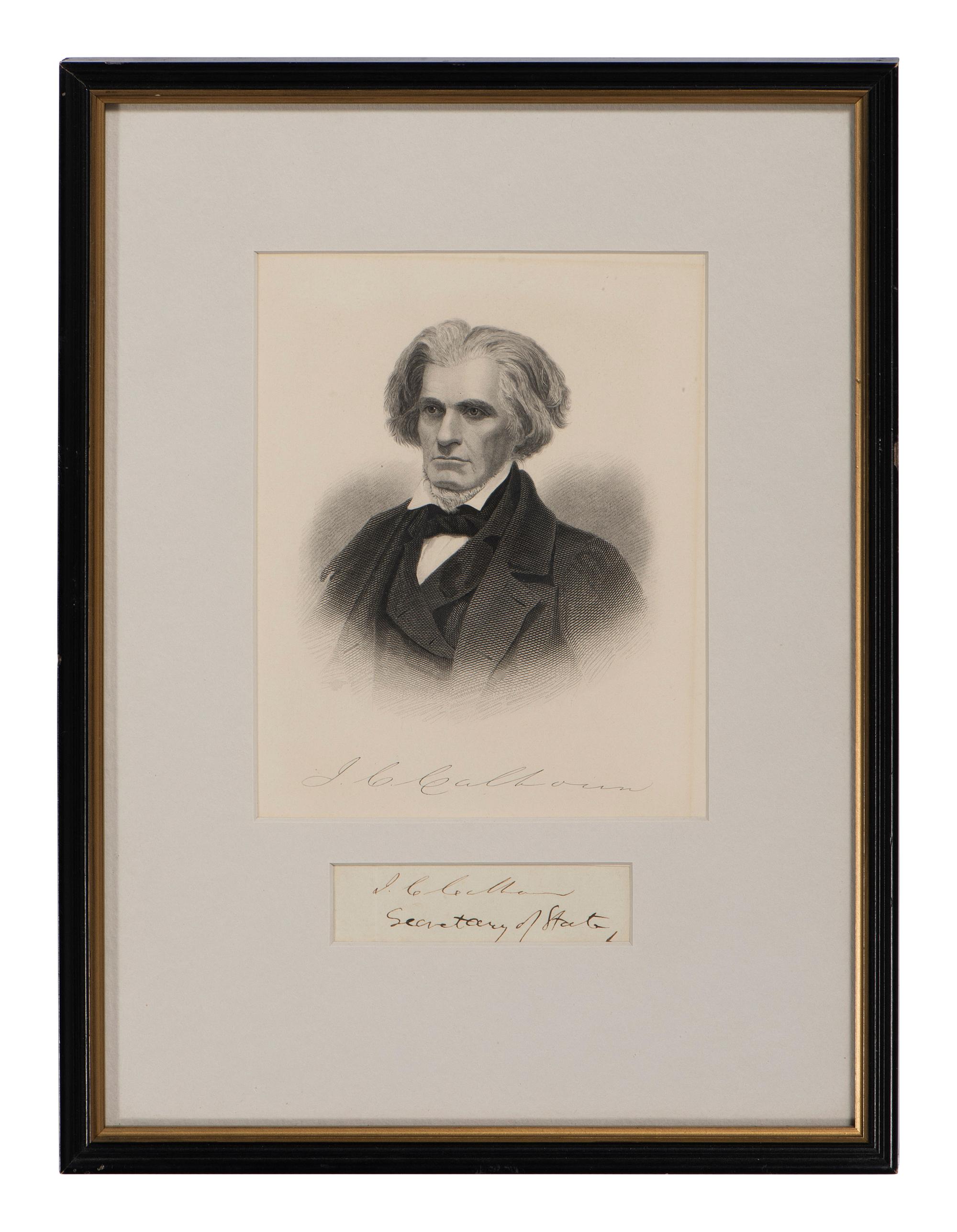 BUCHANAN, James (1791-1868) -- CALHOUN, John C. (1782-1850). Clipped signatures, comprising: