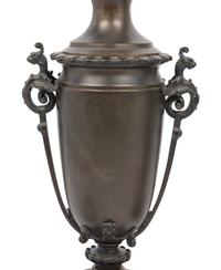 A Pair of French Neoclassical Bronze Fluid Lamps Converted to Electricity