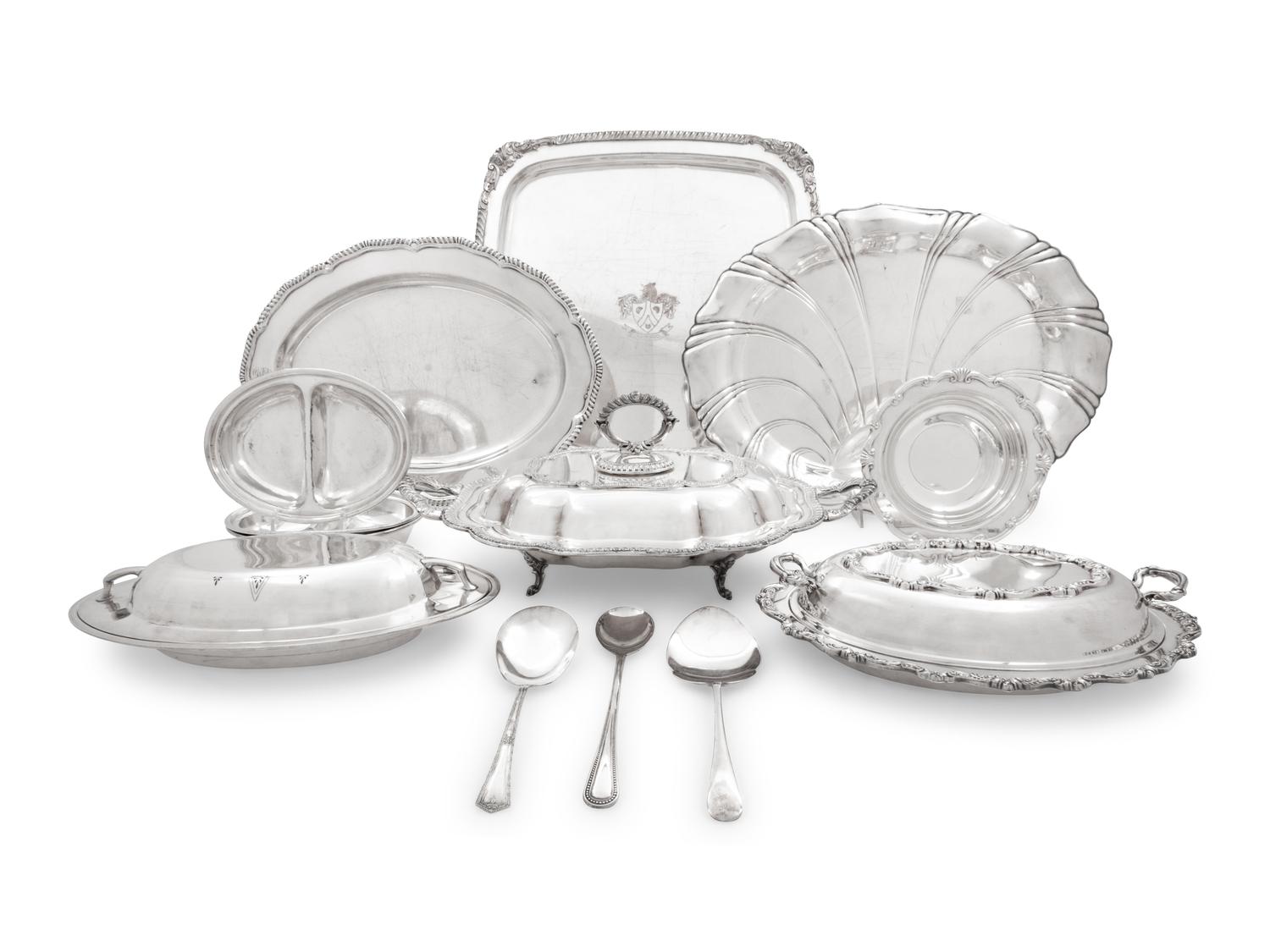 A Large Collection of Silver-Plate Serving and Table Articles