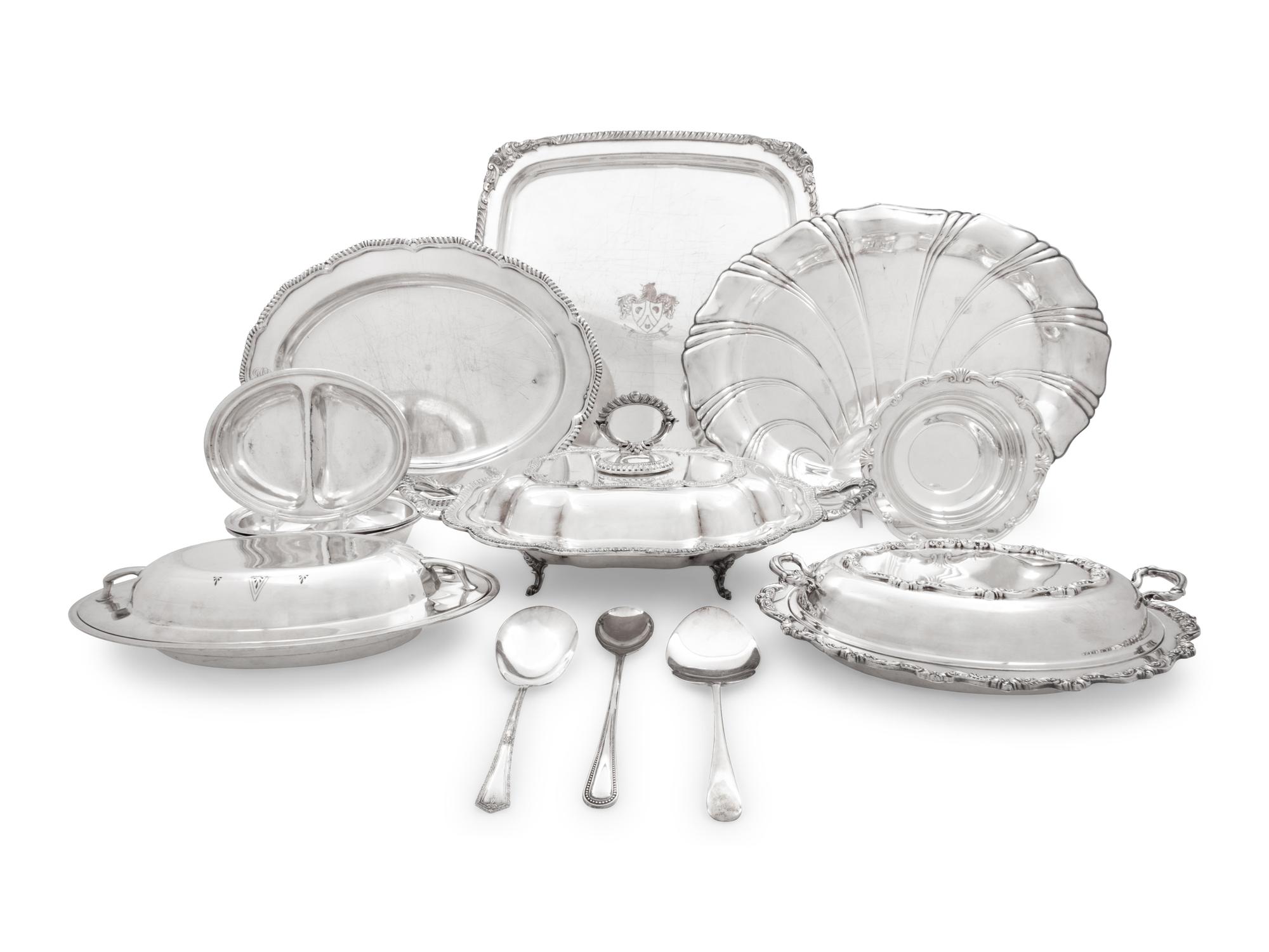A Large Collection of Silver-Plate Serving and Table Articles
