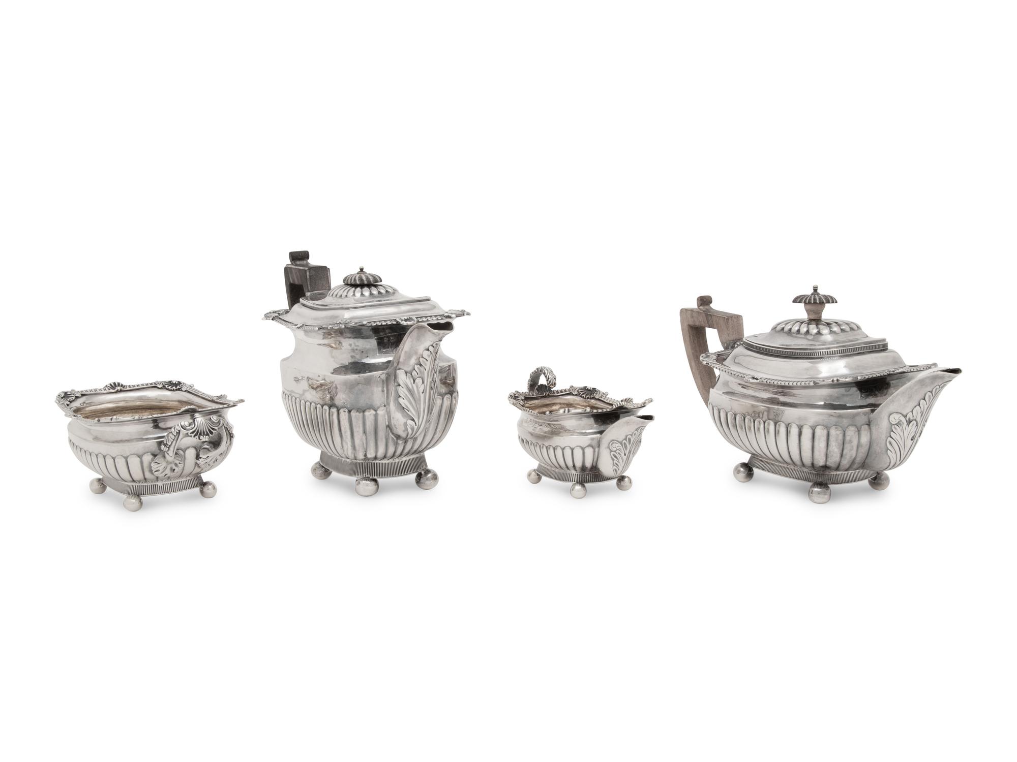 An Assembled George III Silver Four-Piece Tea and Coffee Service