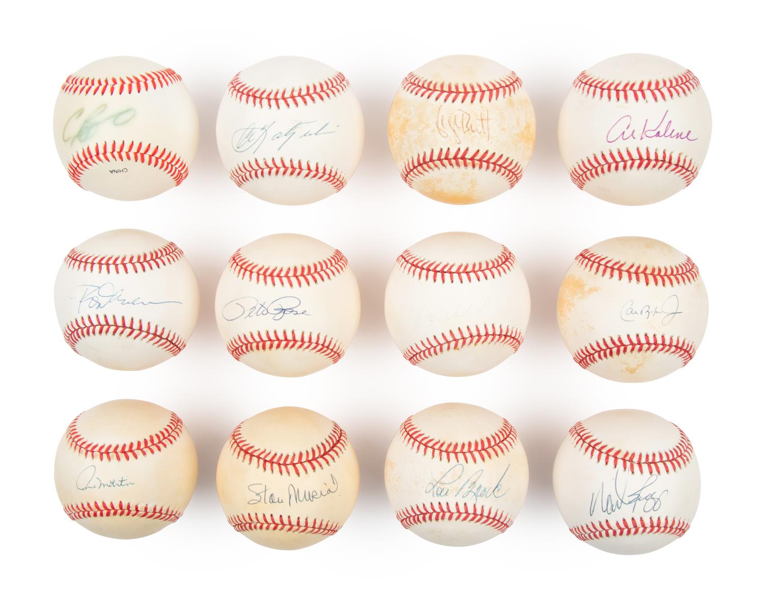 A Collection of 12 3,000 Hit Club Member Single Signed Autograph Baseballs (JSA)