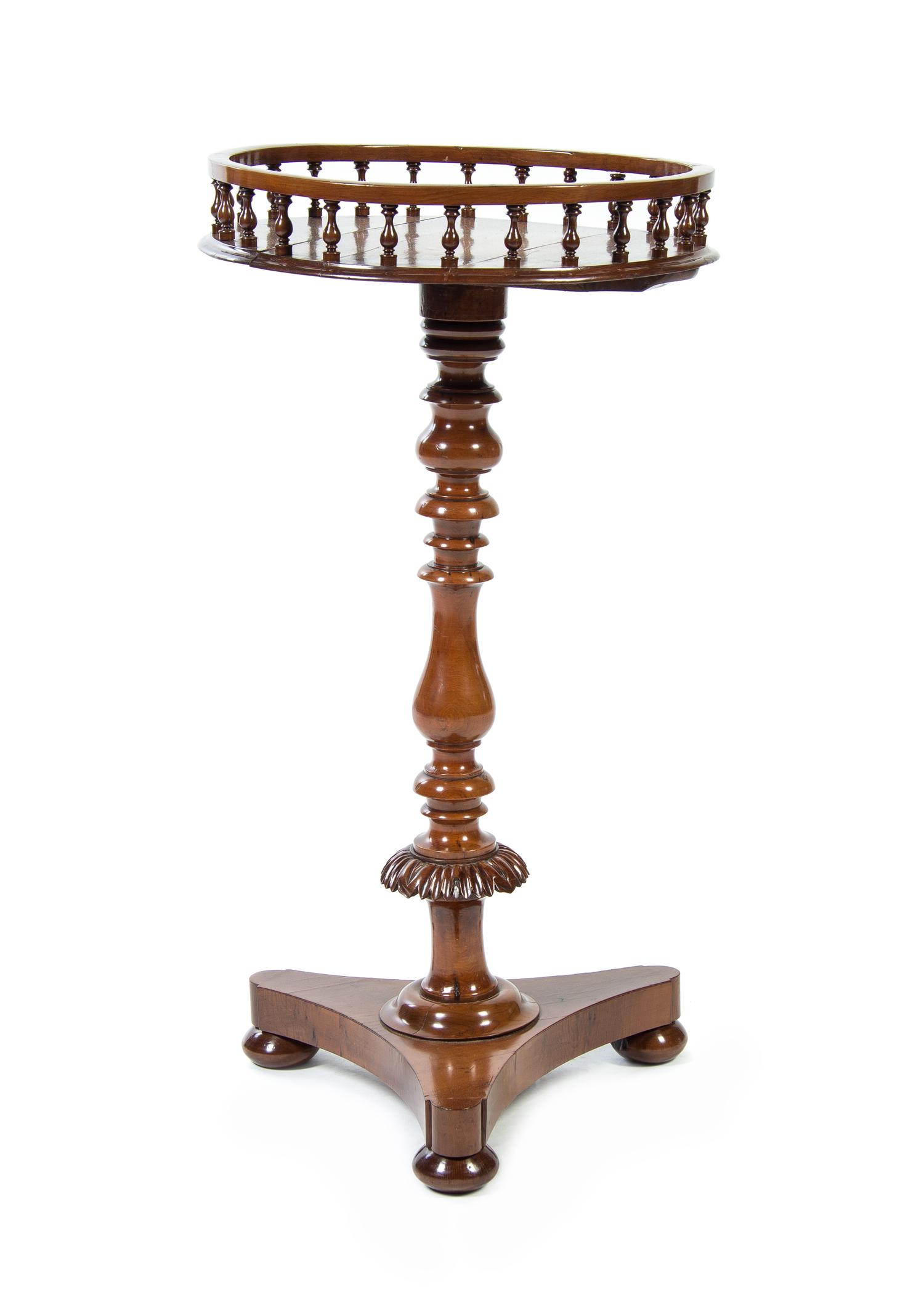 An Irish Yew Wood Candle Stand, LATE 18TH/EARLY 19TH CENTURY, Height 31 x diameter of top 15 1/2 inches. — LATE 18TH/EARLY 19TH CENTURY,