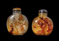 Two Chinese Carved Agate Snuff Bottles