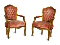A Pair of Louis XV Style Giltwood Fauteuils — 19th Century