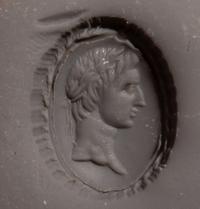 A Roman Red Jasper Ring Stone with a Portrait Head of a Roman Emperor — Set in a Victorian gold ring