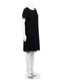 Ralph Rucci Wool Crepe Short Sleeve Dress with Net Inserts