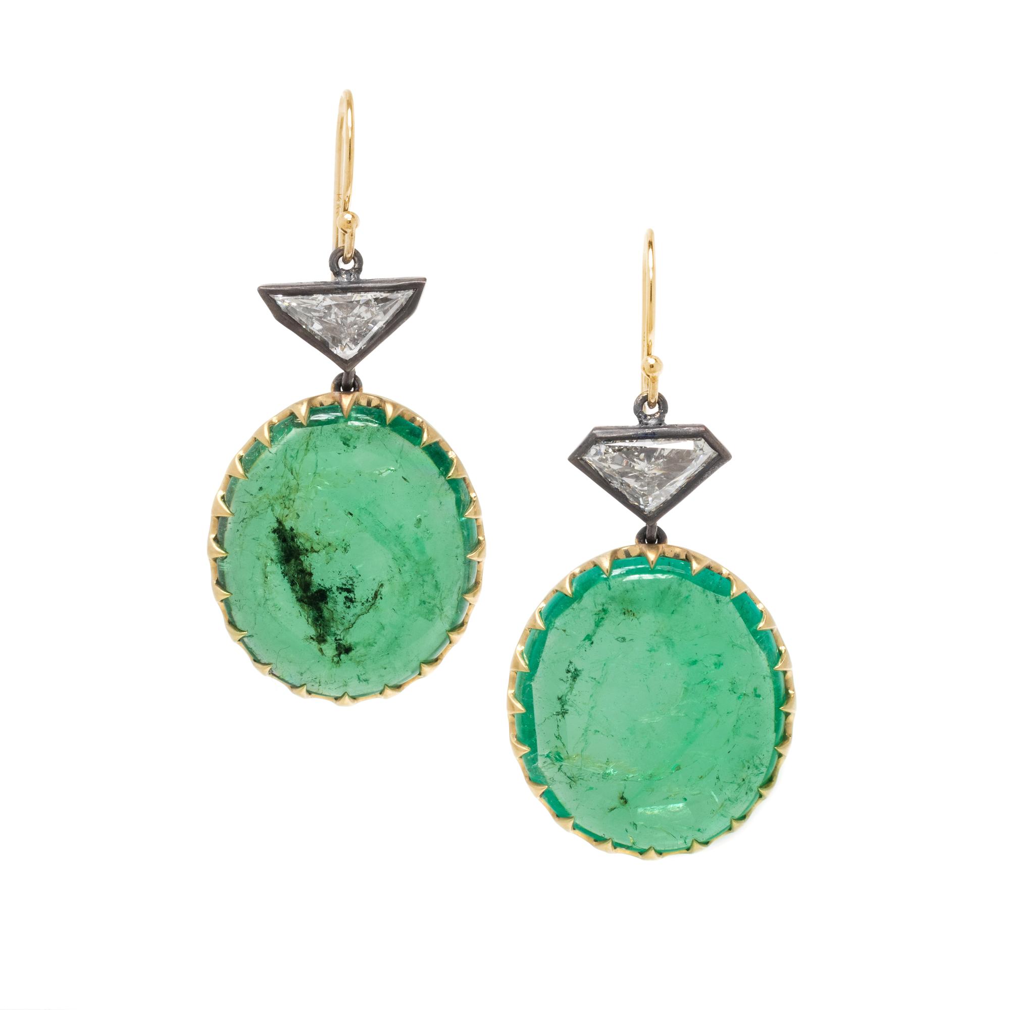EMERALD AND DIAMOND EARRINGS