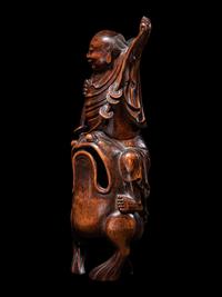 A Chinese Bamboo Figural Group of Immortal Liu Hai and Three-Legged Toad
