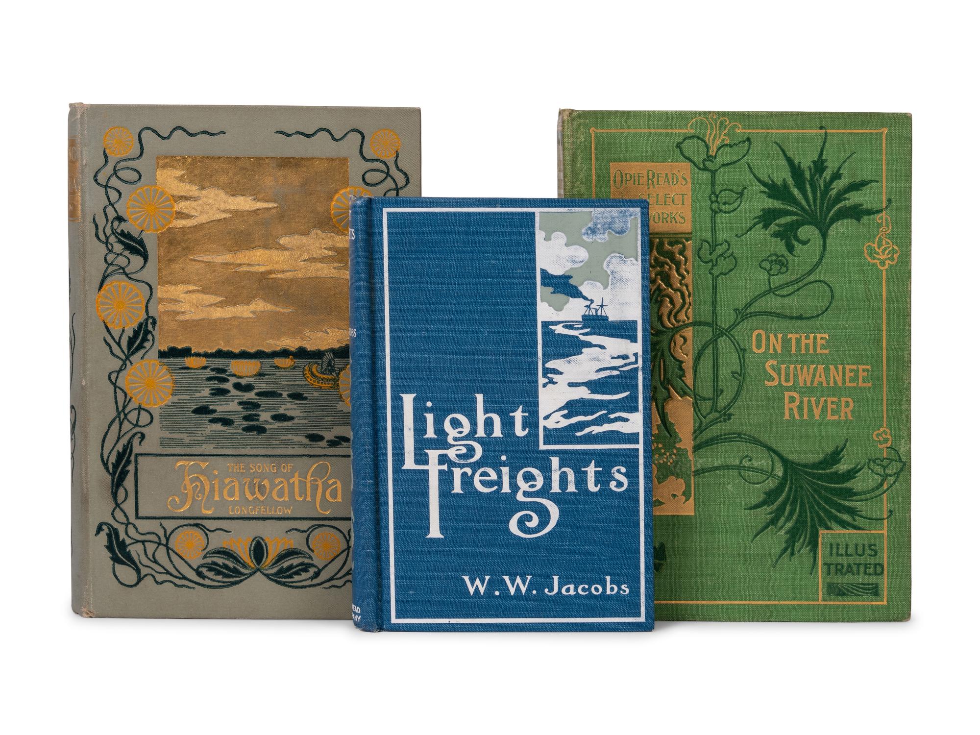 [PUBLISHER'S TRADE BINDINGS - AMERICAN]. A group of 3 bindings featuring river and water designs, comprising: