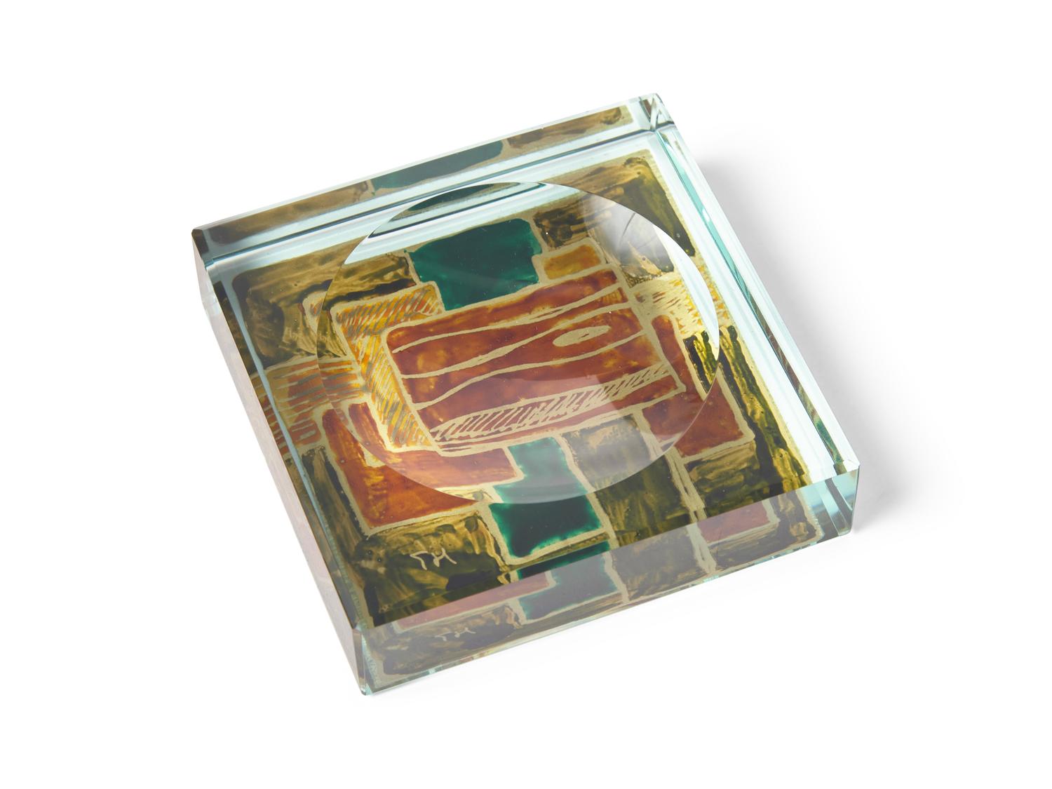 An Italian Reverse Painted Glass Vide Poche By Dube for Fontana Arte DONATED BY NATE BERKUS