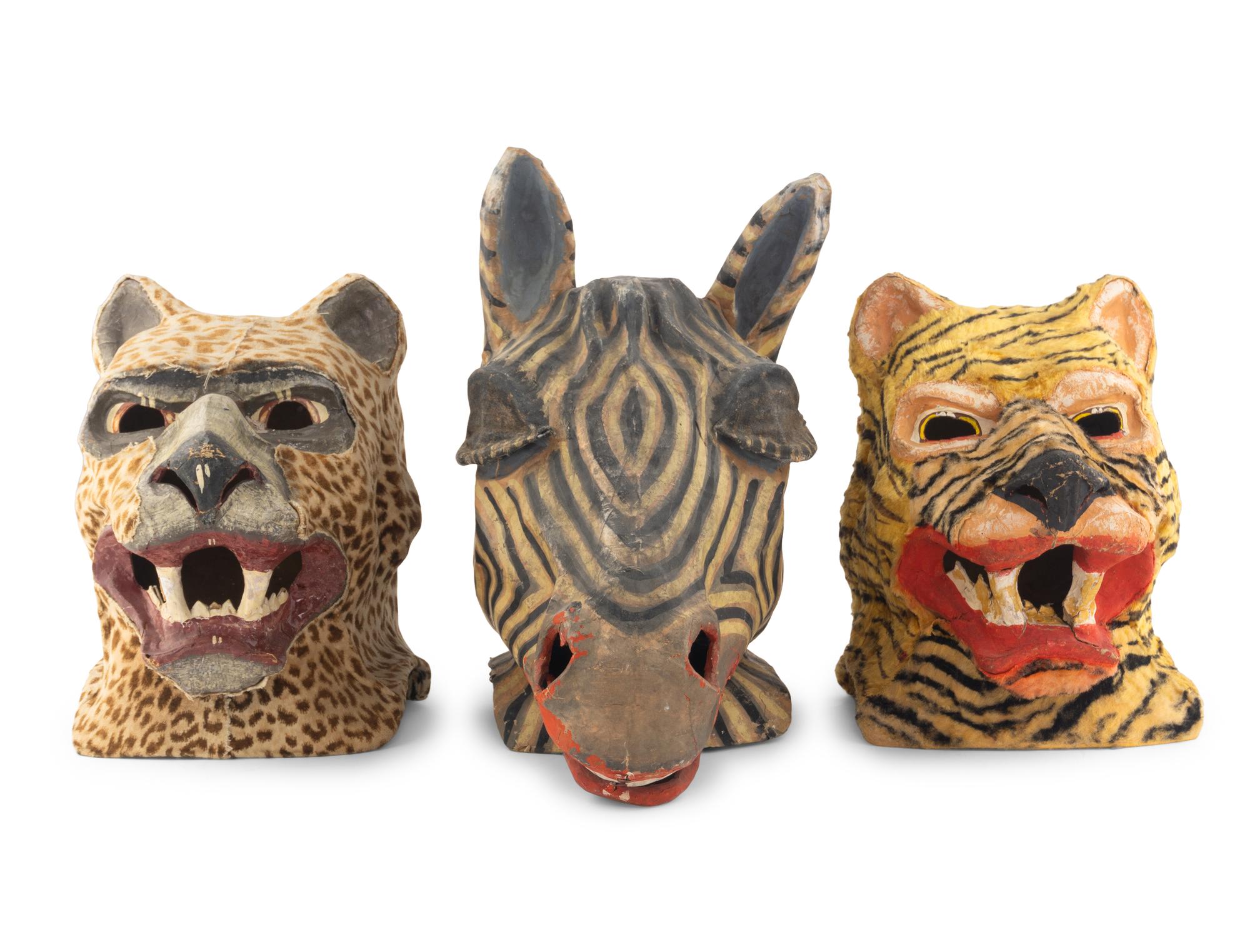 Four Papier Mache Animal Masks