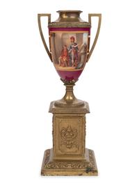 A Vienna Style Gilt Bronze Mounted Porcelain Urn