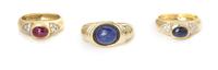 A Collection of 18 Karat Yellow Gold Gemstone Rings, 11.00 dwts.