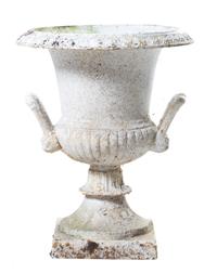 A Victorian Painted Iron Garden Urn Height 25 inches.