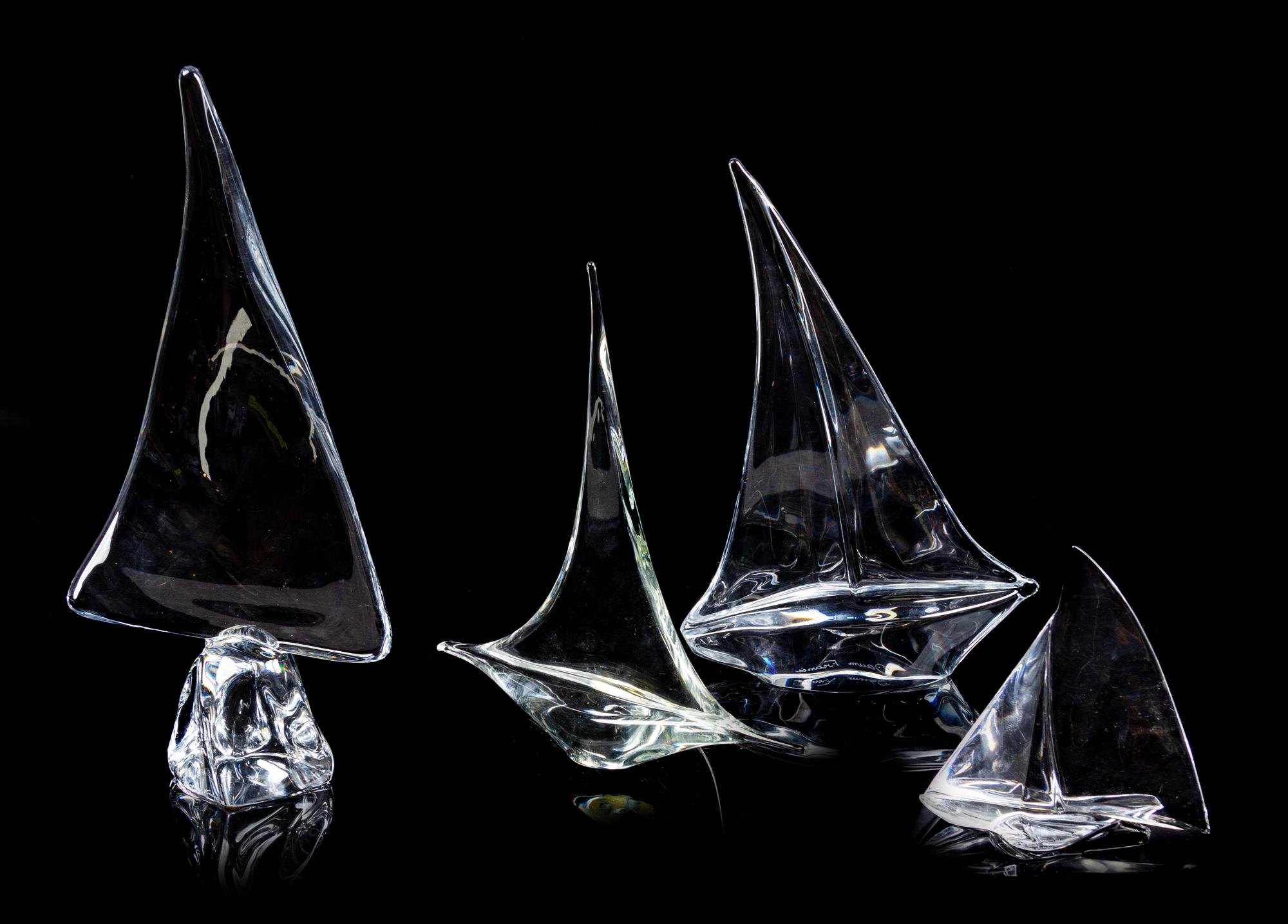 A Group of Four Glass Sailboats
