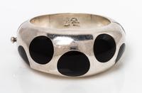 A Sterling Silver and Lucite Polka Dot Bangle Bracelet, Los Ballesteros, Pre-1948, 72.90 dwts.
