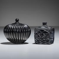 Carved Blackware Pottery Jars