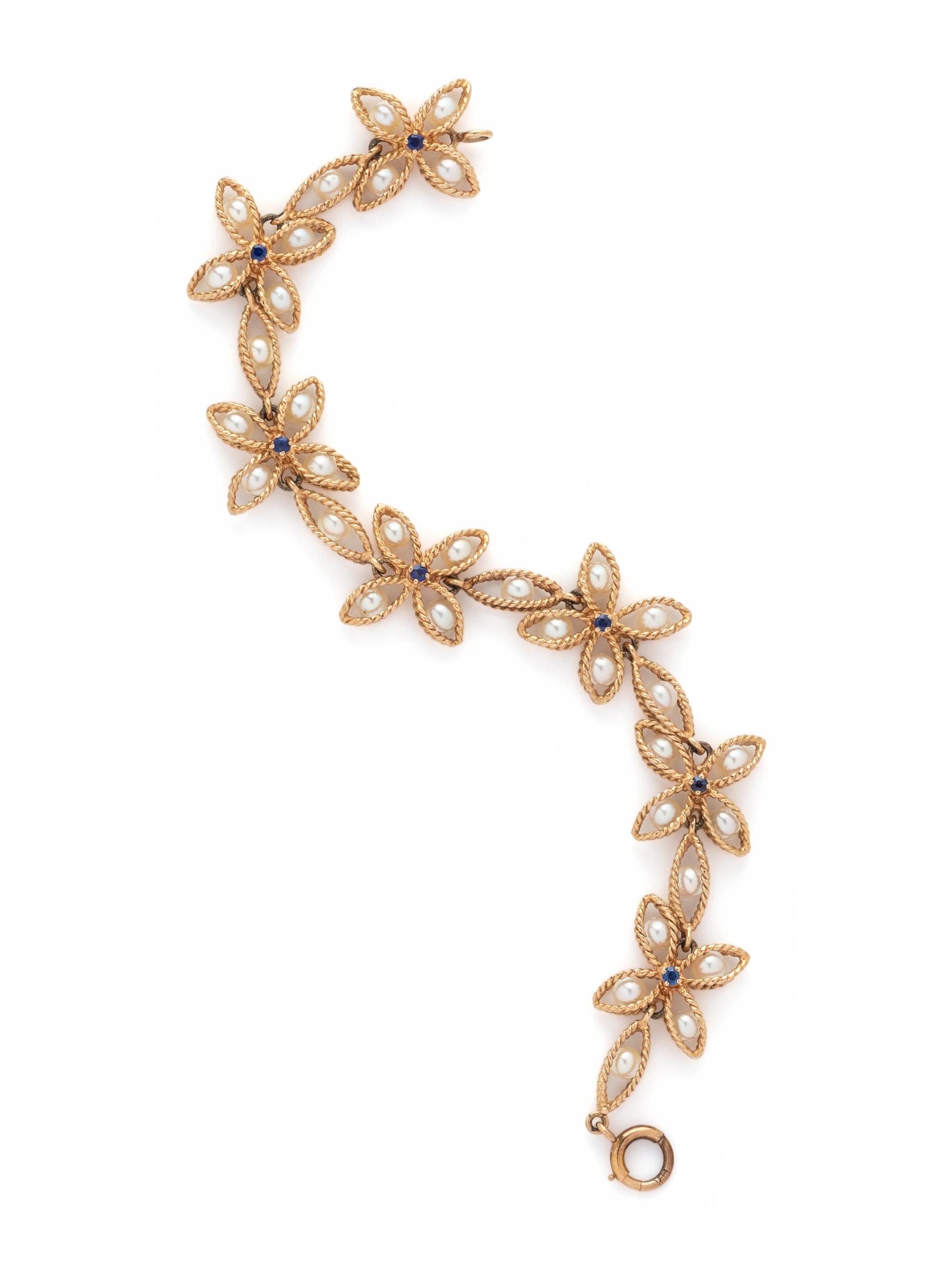 YELLOW GOLD AND CULTURED PEARL BRACELET