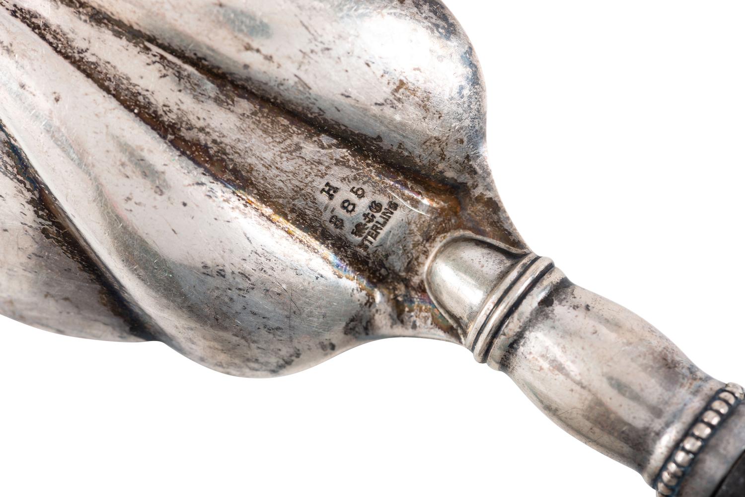 Eight American and Continental Silver and Silverplate Wood-Handled Serving Utensils