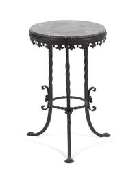 A Mizner Style Marble Top Wrought Iron Side Table — FIRST QUARTER 20TH CENTURY
