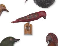 A Group of Sixteen Carved and Painted Wood Birds or Bird Groups