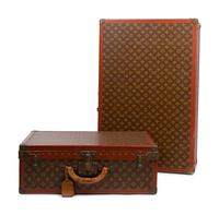 Two Louis Vuitton Alzer Suitcases, Mid 20th Century