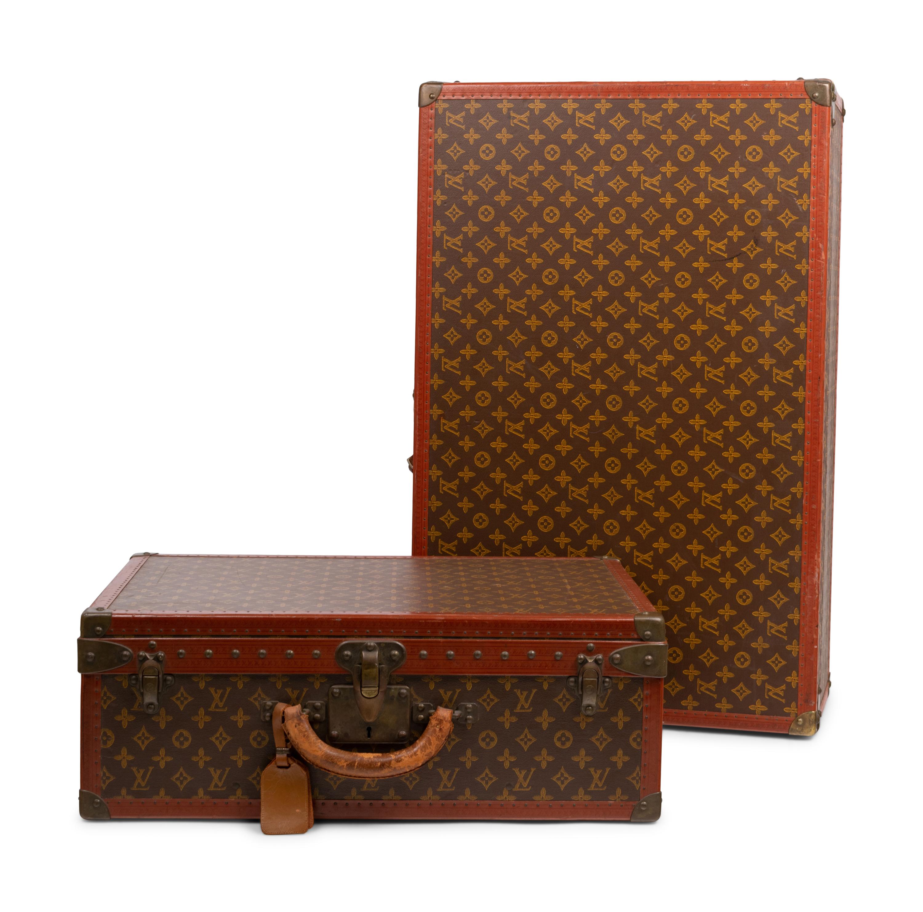 Two Louis Vuitton Alzer Suitcases, Mid 20th Century