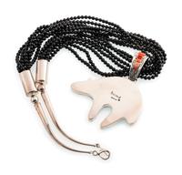 Multi-Strand Necklace, with Mosaic Inlay Bear Pendant