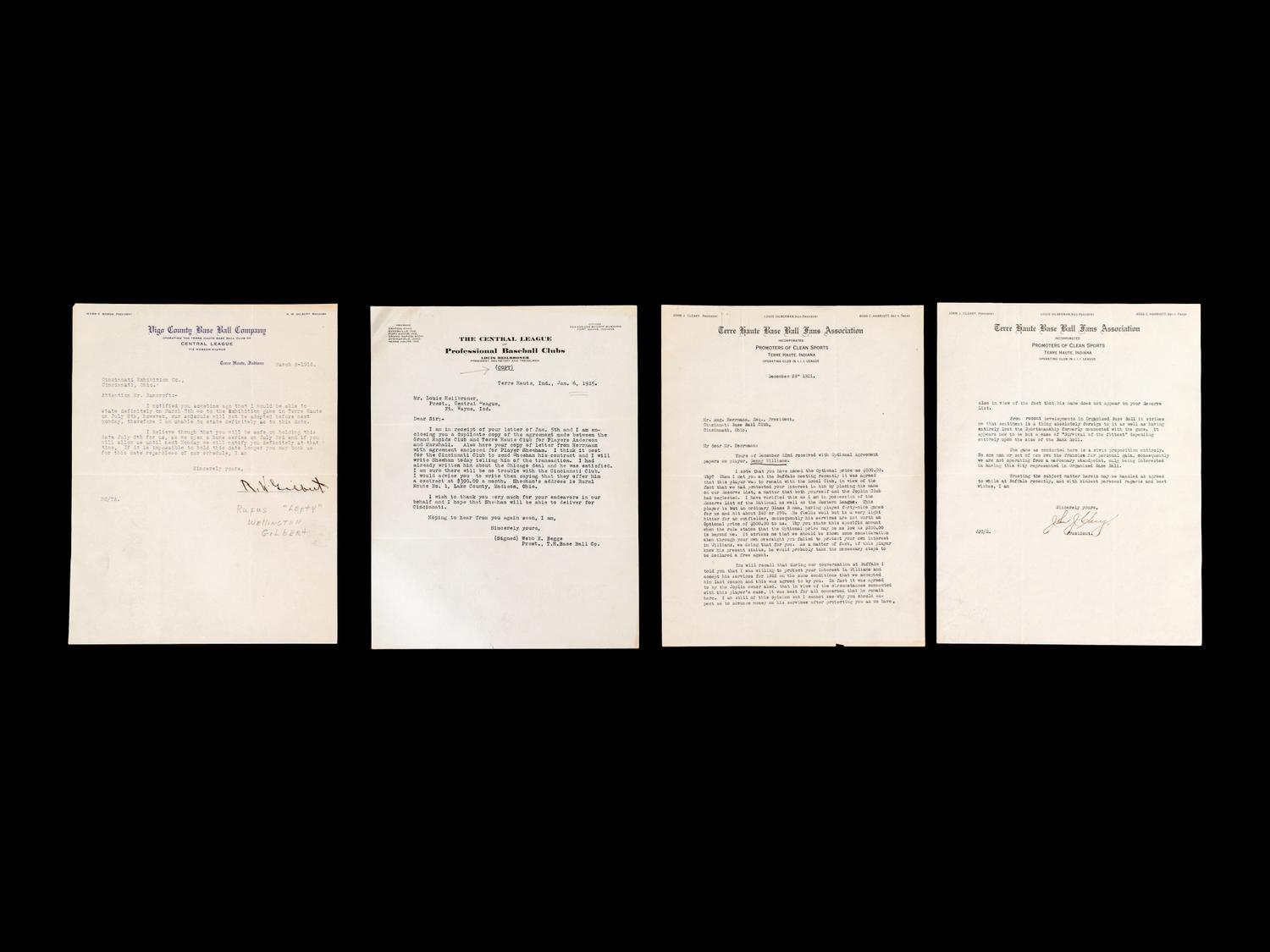A Group of Seven Early 20th Century Letters with Cincinnati Reds Content,