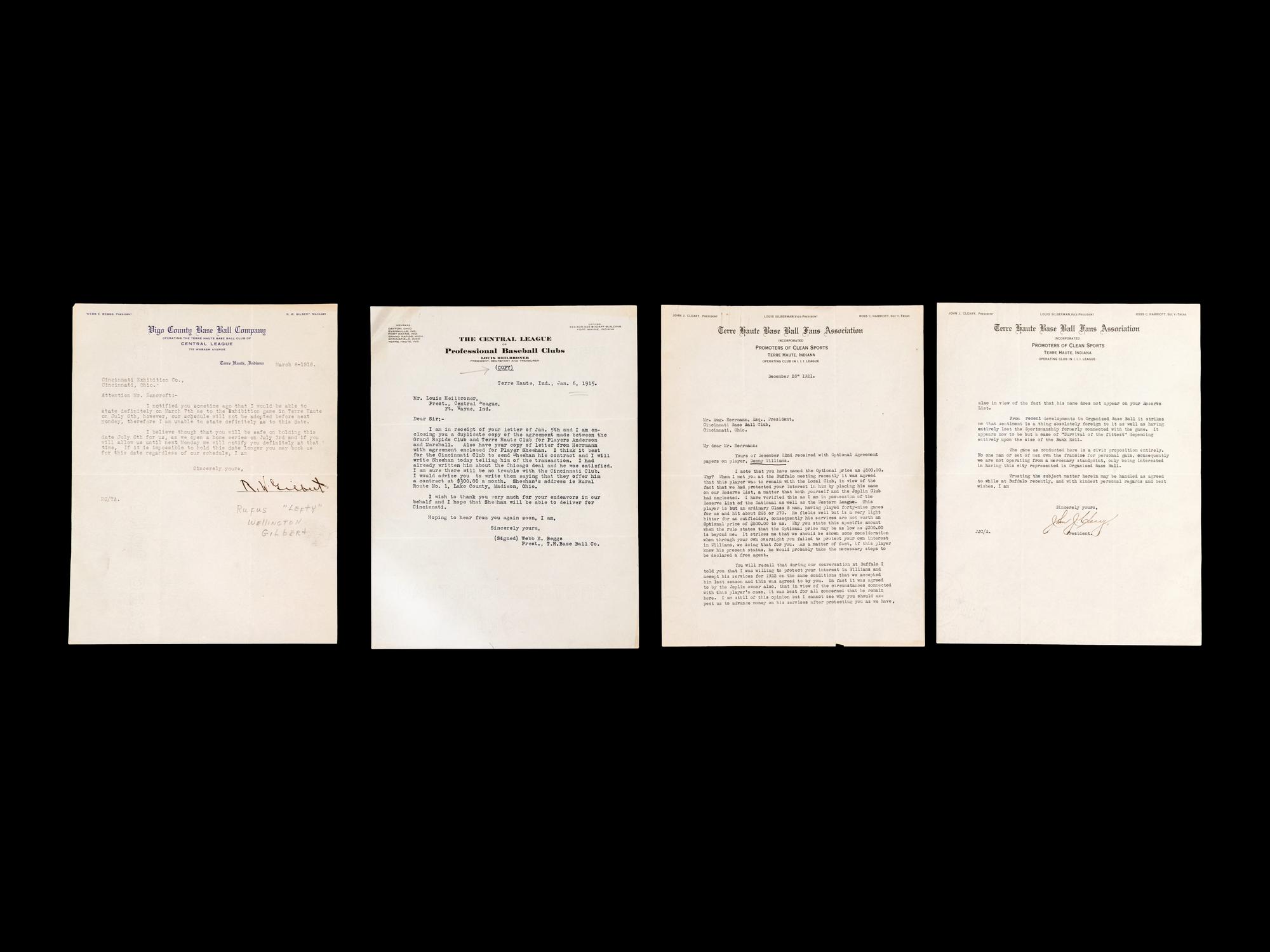 A Group of Seven Early 20th Century Letters with Cincinnati Reds Content,