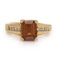 Yellow Gold, Zircon, and Diamond Ring