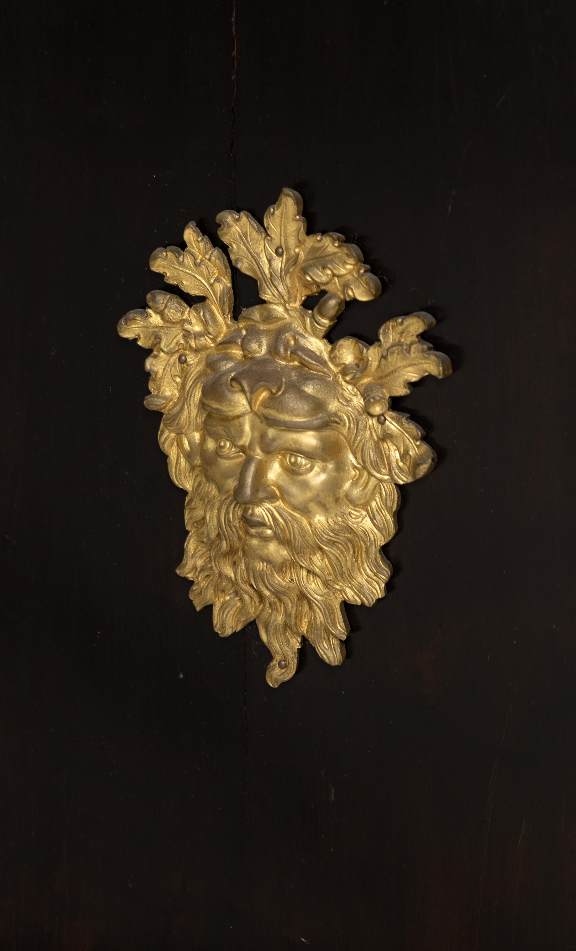A Pair of French Gilt Bronze Mounted Boulle Marquetry Marble-Top Cabinets