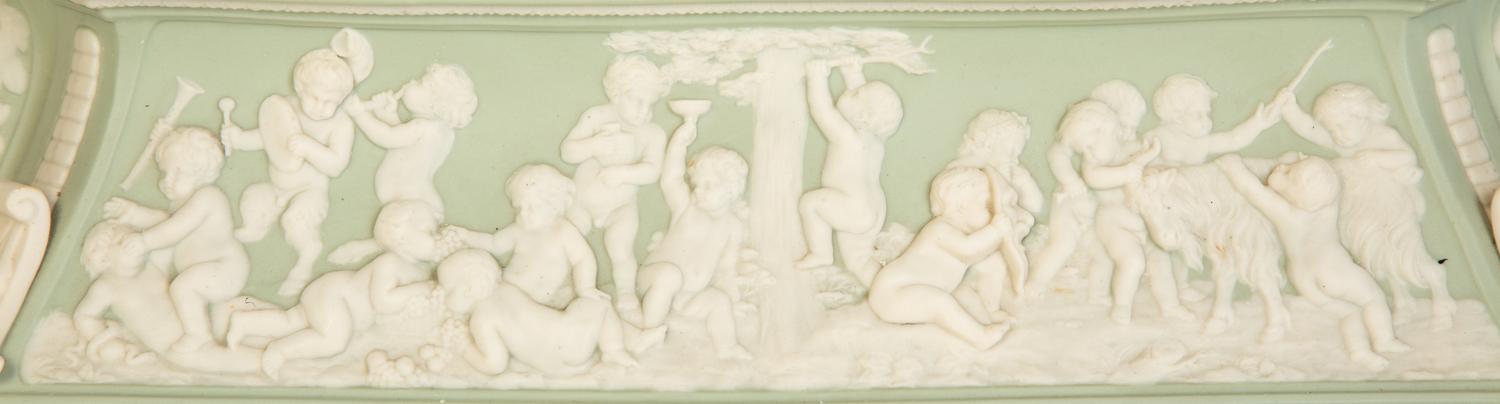 A Celadon Green and White Jasperware Jardinière