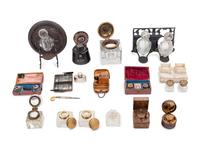 A Group of English Inkwells and Miniature Stationery Cases